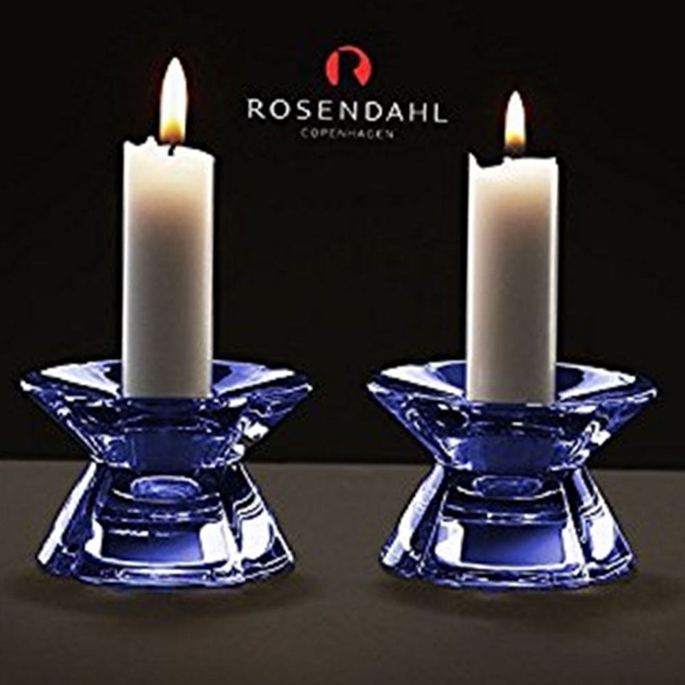 Rosendahl Danish Art Glass Candle Holders in Grand Cru by Erik Bagger New Boxed